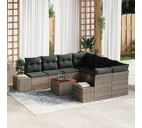 Homgoday Conjunto de Sofás de Jardín 9 Piezas Gris Poliratán Conjunto Jardin Exterior, Conjunto Mesa y Sillas Jardin, Conjunto Jardin sofá