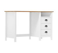 Homgoday Escritorio Hill con 3 cajones, 120 x 50 x 74 cm, madera maciza de pino, mueble de escritorio para ordenador, ahorra espacio, mesa, mesa de escritorio, escritorio para videojuegos