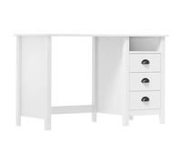 Homgoday Escritorio Hill con 3 cajones, 120 x 50 x 74 cm, madera maciza de pino, para decoración de escritorio, para ordenador, ahorra espacio, mesa, mesa de escritorio, escritorio para videojuegos