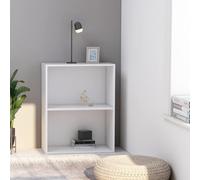 Homgoday Estantería de 2niveles Madera contrachapada Blanca 60x30x76,5cm Biblioteca, Estantería de Exposición, Armario de Libros, Separador de Espacios, para Salón, Dormitorio, Estudio, Oficina