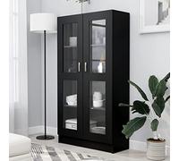 Homgoday Estantería Librería armarios Cocina con 4 Compartimentos y Puerta Doble Estantes Almacenaje para Salón Estudio Negro 82,5x30,5x150 cm