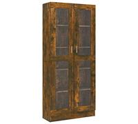 Homgoday Estantería Librería armarios Cocina con 5 Compartimentos y Puerta Doble Muebles de Salon Estantes Almacenaje para Salón Estudio Roble Ahumado 82,5x30,5x185,5cm