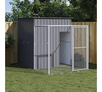 Homgoday Gallinero con Corral Acero galvanizado Gris 165x251x181 cm, Conejera Jaula Casitas Casetas de Animales Mascotas Gallinero Refugio Jaulas y habitáculos para Animales Mascotas