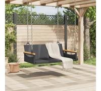 Homgoday Hamaca colgante, columpio colgante, silla colgante, columpio, banco de Hollywood, sin estructura de columpio, para terraza, jardín, balcón, color negro, 109 x 62 x 40 cm, poliratán