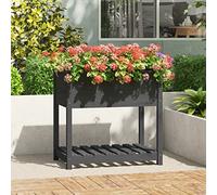 Homgoday Jardinera con Estante Madera Maciza de Pino Gris 82,5x54x81 cm Jardinería para Cultivo de Flores Plantas Hierbas Huerto Urbano para Jardín Terraza Patio Balcón