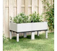 Homgoday Jardinera con Patas PP Blanco 80x40x42 cm Jardinería para Cultivo de Flores Plantas Hierbas Huerto Urbano para Jardín Terraza Patio Balcón