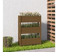 Homgoday Jardinera de Madera Maciza de Pino marrón Miel 77x25x104,5 cm Jardinería para Cultivo de Flores Plantas Hierbas Huerto Urbano para Jardín Terraza Patio Balcón