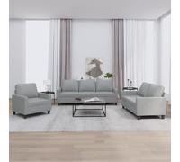 Homgoday Juego de 3 piezas de sofá con cojín, sofá de salón, sofá de invitados, sofá de diseño, moderno para salón, dormitorio, oficina, gris claro