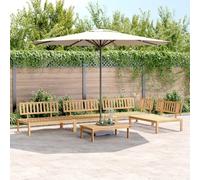 Homgoday Juego de 5 muebles de palé, sofá de palés, muebles de jardín, muebles de jardín, sofá de jardín, muebles de salón, sofá modular para balcón, terraza, madera maciza de acacia
