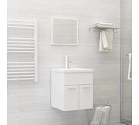 Homgoday Juego de muebles de baño de 2 piezas, color blanco, de madera contrachapada, aparador, armario de suelo para baño, mueble de almacenamiento, estantes de almacenamiento para oficina, modelo