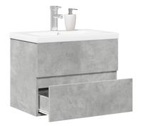 Homgoday Juego de muebles de baño de 2 piezas gris cemento de madera multicapa para muebles, aparador, armario de suelo para baño, mueble de almacenamiento, estantes, armario de almacenamiento