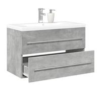 Homgoday Juego de muebles de baño de 2 piezas gris cemento de madera multicapa para muebles, aparador, armario de suelo para baño, mueble de almacenamiento, estantes, armario de almacenamiento