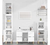 Homgoday Juego de muebles de baño de 3 piezas blanco de madera multicapa,Armario de piso para baño,Armario de almacenamiento para dormitorio k
