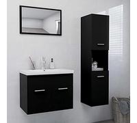 Homgoday Juego de muebles de baño negro de aglomerado, mueble aparador, armario de suelo para baño, mueble portaobjetos, estantes, armario de almacenamiento para dormitorio u oficina Model3070956
