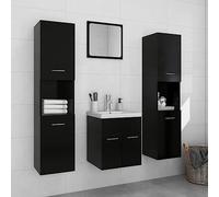 Homgoday Juego de muebles de baño negro de madera multicapa, mueble aparador armario de suelo para baño, mueble portaobjetos estantes armario de almacenamiento para dormitorio oficina Model3071217