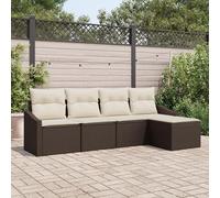 Homgoday Juego de sofá de jardín de 5 Piezas con Cojines ratán polirratán marrón Conjunto Jardin sofá,Sofa Exterior y Sillas,Conjunto Jardin Exterior, Conjunto Mesa y Sillas Jardin,Muebles Terraza