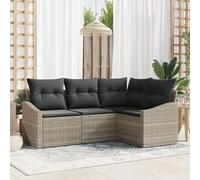 Homgoday Juego de Sofá de Jardín Set de 4 Beige, Negro Ratán Conjunto Jardin sofá,Sofa Exterior y Sillas,Conjunto Jardin Exterior, Conjunto Mesa y Sillas Jardin,Muebles Terraza