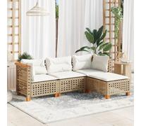 Homgoday Juego de sofás jardín con Cojines 4 pzas ratán sintético Beige Conjunto de Jardin Sofa Jardin Exterior Sofas Exteriores de terraza Tejido de línea