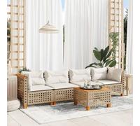 Homgoday Juego de sofás jardín con Cojines 5 pzas ratán sintético Beige Conjunto de Jardin Sofa Jardin Exterior Sofas Exteriores de terraza Tejido de línea