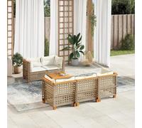 Homgoday Juego de sofás jardín con Cojines 6 pzas ratán sintético Beige Conjunto de Jardin Sofa Jardin Exterior Sofas Exteriores de terraza Beige MaterialTejido de línea