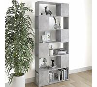 Homgoday Librería/separador gris cemento 80 x 24 x 186 cm de aglomerado, armario librería vitrina librería vertical ahorra espacio librería estantería para salón oficina