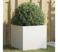Homgoday Maceta blanca de 42 x 40 x 39 cm, acero laminado en frío para exteriores y jardín