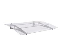 Homgoday Marquesina para Puerta PC Plata y Transparente 150x90 cm Pet Marquesinas Exterior para Puertas y Ventanas, Tejadillo de Protección