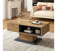 Homgoday Mesa de Centro con Almacenamiento de Doble Cara, Estante Abierto y Bolsillo Interior, Aspecto de Madera Realista, para Sala de Estar, Oficina, Estudio, 140 Caracteres