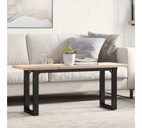 Homgoday Mesa de Centro Marco O Madera Maciza Pino y Acero 110x40x45,5cm Mesa Auxiliar, para Recibidor, Salón y Oficina