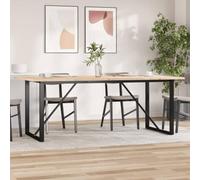 Homgoday Mesa de Comedor, Mesa Salon Mesa de Comedor Marco O Madera Maciza Pino Acero 200x100x75,5cm