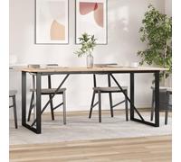 Homgoday Mesa de Comedor, Mesa Salon Mesa de Comedor Marco O Madera Maciza Pino y Acero 180x90x75cm