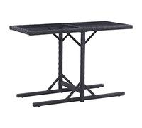 Homgoday Mesa de jardín de Vidrio y ratán sintético Negro 110x53x72 cmmesa Exterior terraza Mesa de Jardin Mesa terraza Mesa Auxiliar Mesa Comedor