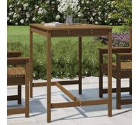 Homgoday Mesa de jardín, mesa de madera, mesa de balcón, mesa de café, mesa de comedor, mesa de comedor, mesa de té, mesa de jardín, color marrón miel, 121 x 82,5 x 110 cm, madera maciza de pino