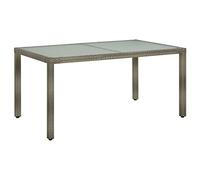 Homgoday Mesa de jardín Vidrio Templado ratán sintético Gris 150x90x75cmmesa Exterior terraza Mesa de Jardin Mesa terraza Mesa Auxiliar Mesa Comedor