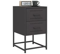 Homgoday Mesillas de noche, 2 unidades, mesilla de noche, 2 cajones, mesa auxiliar, armario auxiliar, mesa de sofá, consola de noche para cama y dormitorio, negro, 36 x 39 x 60,5 cm, acero