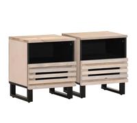 Homgoday Mesitas de noche de 40 x 33 x 46 cm, madera maciza de mango blanqueado, mesa auxiliar, sofá, mesa de té para sala de estar, sala de recepción de invitados, dormitorio y oficina en casa
