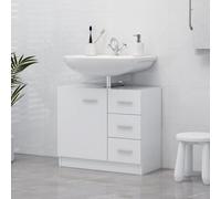 Homgoday Mueble bajo lavabo blanco 63 x 30 x 54 cm de madera contrachapada, mueble aparador armario de suelo para baño, mueble portaobjetos estantes armario de almacenamiento para dormitorio oficina