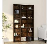 Homgoday Mueble de CD de roble ahumado de 102 x 23 x 177,5 cm, madera de ingeniería, estante de almacenamiento de documentos, estante organizador de almacenamiento, estantería para muebles de sala de