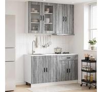 Homgoday Mueble de Cocina Moderno con Gabinetes Superior e Inferior, Madera Ingenierizada, 84 kg, Color Sonoma Gris, Patas Ajustables, para Cocinas Pequeñas, Almacenamiento Amplio, Portol