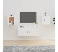 Homgoday Mueble de pared para TV, 2 unidades, para salón, dormitorio, color blanco, 40 x 34,5 x 40 cm