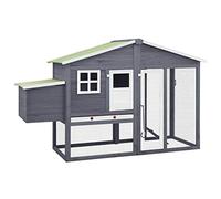 Homgoday Mueble gallinero con casita anidación gris blanco de madera de abeto, jaula para animales jaulas exterior para aves de corral, gallineros, conejos, decoración de muebles