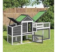 Homgoday Mueble gallinero gris 186,5 x 58,5 x 113 cm de madera maciza de pino, jaula para animales, jaula para pollos exterior para aves de corral, gallineros, conejos, decoración de muebles