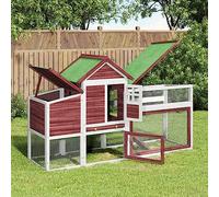 Homgoday Mueble gallinero Moka 186,5 x 58,5 x 113 cm de madera maciza de pino, jaula para animales, jaula para pollos exterior para aves de corral, gallineros, conejos, decoración de muebles