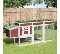 Homgoday Mueble gallinero Moka 204 x 50 x 84 cm de madera maciza de pino, jaula para animales, jaula para pollos exterior para aves de corral, gallineros, conejos, decoración de muebles