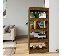 Homgoday Mueble para libros, divisor de habitación de roble ahumado, 60 x 30 x 135 cm, madera de ingeniería, estante de almacenamiento, estante de almacenamiento de pie, estantería para sala de estar,
