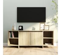 Homgoday Mueble para TV Madera contrachapada Roble Sonoma 130x35x50 cm Mueble de Salon, Juego de Muebles, Mueble de TV con Estilo
