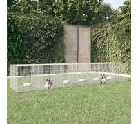Homgoday Muebles conejera con 6 paneles 327 x 79 x 54 cm de hierro galvanizado, jaula para perros de interior Kennel para perros, jaulas para perros de exterior