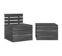 Homgoday Muebles de jardín de palets 2 Piezas Madera de Pino Gris Oscuro Sofá de jardín Muebles de Exterior para jardín, terraza, Exterior