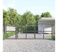 Homgoday Puerta de Malla de jardín Acero galvanizado Antracita 400x175cm Puertas Jardin Puertas metalicas Exterior
