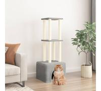 Homgoday Rascador para gatos con Postes de sisal Gris Claro 133,5 cm, Árbol Rascador para Gatos, Torre de Gatos, Árbol para Gatos, Casita Juego para Mascota Mobiliario para gatos Mascotas Animales